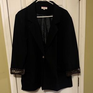 Andree Black Blazer with Sequin Cuff Detail